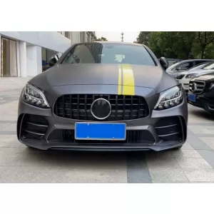 Front Bumper suitable for Mercedes-Benz C-Class C205/W205 14-21 GTR Look (Black Mamba) with Black/Chrome Grille (Black Mamba)-image-6319252