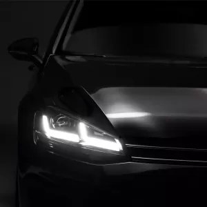 Headlights Set suitable for VW Golf VII (7) 12-17 DRL Full LED Halogen Version Black/Chrome LEDHL103-CM RHD Right Hand Drive Osram Ledriving-image-6319480