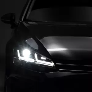 Headlights Set suitable for VW Golf VII (7) 12-17 DRL Full LED Halogen Version Black/Chrome LEDHL103-CM RHD Right Hand Drive Osram Ledriving-image-6319481
