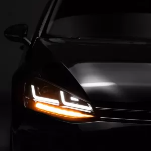 Headlights Set suitable for VW Golf VII (7) 12-17 DRL Full LED Halogen Version Black/Chrome LEDHL103-CM RHD Right Hand Drive Osram Ledriving-image-6319482
