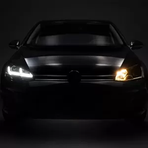 Headlights Set suitable for VW Golf VII (7) 12-17 DRL Full LED Halogen Version Black/Chrome LEDHL103-CM RHD Right Hand Drive Osram Ledriving-image-6319483