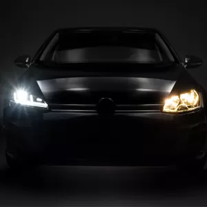 Headlights Set suitable for VW Golf VII (7) 12-17 DRL Full LED Halogen Version Black/Chrome LEDHL103-CM RHD Right Hand Drive Osram Ledriving-image-6319484