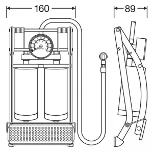 Foot Pump Double With Pressure Gauge 7Bar 100psi Osram OFP20ESN