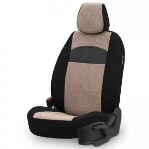 Seat Covers Otom Smart Design Universal Cotton / Leather Front / Rear Set 11 Pieces Black / Beige SLTSMT106-NZ-image-6320104