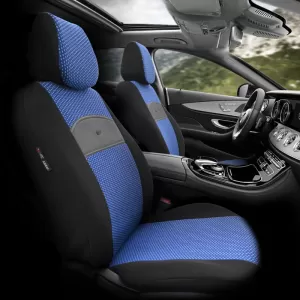 Seat Covers Otom Smart Design Universal Cotton / Leather Front / Rear Set 11 Pieces Black / Blue SLTSMT104-NZ-image-6320111