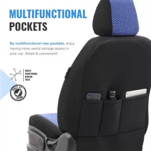 Seat Covers Otom Smart Design Universal Cotton / Leather Front / Rear Set 11 Pieces Black / Blue SLTSMT104-NZ-image-6320116