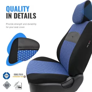 Seat Covers Otom Smart Design Universal Cotton / Leather Front / Rear Set 11 Pieces Black / Blue SLTSMT104-NZ-image-6320118