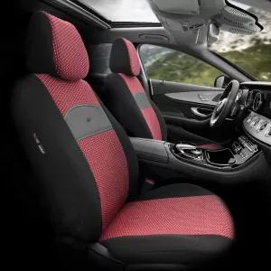 Seat Covers Otom Smart Design Universal Cotton / Leather Front / Rear Set 11 Pieces Black / Red SLTSMT103-NZ-image-6320130