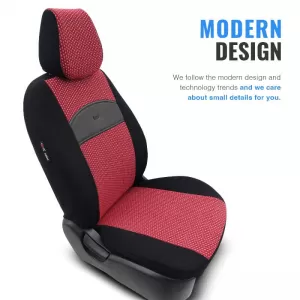 Seat Covers Otom Smart Design Universal Cotton / Leather Front / Rear Set 11 Pieces Black / Red SLTSMT103-NZ-image-6320137