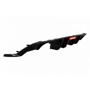 Rear Bumper Diffuser suitable for VW Golf VII (7.5) 17-20 Facelift R-Look Glossy Black With Led Stop Light-image-6320186
