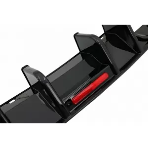 Rear Bumper Diffuser suitable for VW Golf VII (7.5) 17-20 Facelift R-Look Glossy Black With Led Stop Light-image-6320191