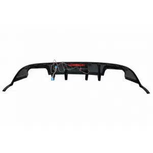 Rear Bumper Diffuser suitable for VW Golf VII (7.5) 17-20 Facelift R-Look Glossy Black With Led Stop Light-image-6320193