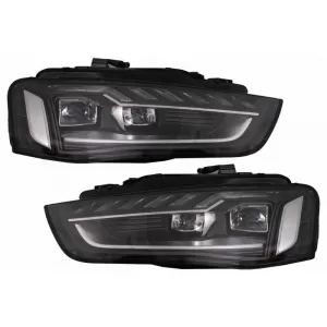 Headlights Set Suitable for Audi A4 B8.5 Facelift (2012-2015) Black A4 B9.5 Design OEM Xenon Upgrade to Full LED & Dynamic LED Signal Carner-image-6320816
