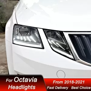 Headlights Set Suitable for Skoda Octavia mk3 2017-2022 DRL Black Carner-image-6320986