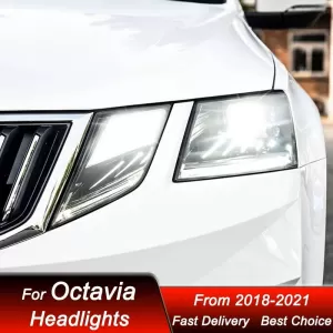Headlights Set Suitable for Skoda Octavia mk3 2017-2022 DRL Black Carner-image-6320987