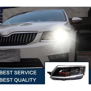 Headlights Set Suitable for Skoda Octavia mk3 2014-2017 DRL Black Carner-image-6320992