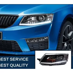 Headlights Set Suitable for Skoda Octavia mk3 2014-2017 DRL Black Carner-image-6320993