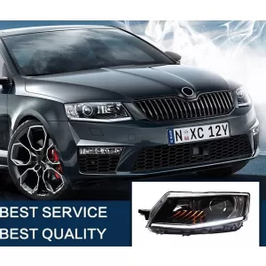 Headlights Set Suitable for Skoda Octavia mk3 2014-2017 DRL Black Carner-image-6320995