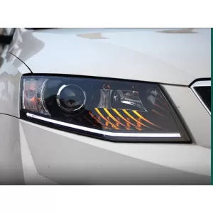 Headlights Set Suitable for Skoda Octavia mk3 2014-2017 DRL Black Carner-image-6320997