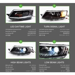 Headlights Set Suitable for Skoda Octavia mk3 2014-2017 DRL Black Carner-image-6320999
