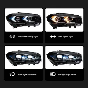 Headlights Set suitable for Bmw X5 F15 (2013-2018) / X6 F16 (2014-2019) Conversion to G05 / G06 Look Black Carner-image-6321031