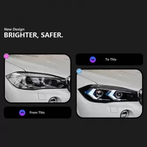 Headlights Set suitable for Bmw X5 F15 (2013-2018) / X6 F16 (2014-2019) Conversion to G05 / G06 Look Black Carner-image-6321032
