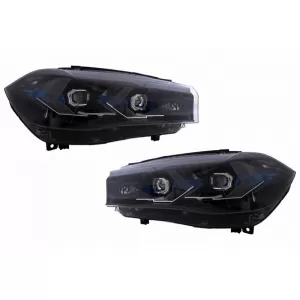 Headlights Set suitable for Bmw X5 F15 (2013-2018) / X6 F16 (2014-2019) Conversion to G05 / G06 Look Black Carner-image-6321034