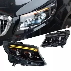 Headlights Set Suitable for Mercedes-Benz Vito W447 14-24 W448 2025 Look DRL Led Tube Black Carner-image-6321173
