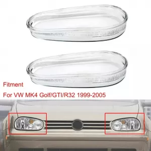 Headlights Lens Glasses suitable for VW Golf IV (4) 98-04 2 Pcs-image-6321341