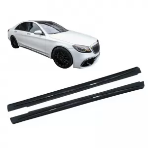 image-36-Side Skirts suitable for Mercedes S-Class W222 13-17 Facelift Long Version Black With black Trim Night Package A Design 63 Look 2pcs