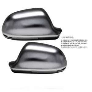 Mirror Covers suitable for Audi A3 8P 08-10, A4 B8 08-11, A5 8T 07-11, A6 C6 4F 09-11, A8 D3, Q3 8U, Brushed Aluminum 2 Pieces-image-6321929