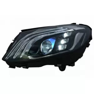 Headlights Set Suitable for Mercedes-Benz C-Class W205 14-20 Upgrade to Maybach Full LED DRL Black with Motor Carrier-image-6321963