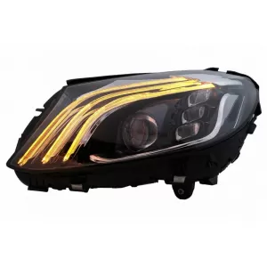 Headlights Set Suitable for Mercedes-Benz C-Class W205 14-20 Upgrade to Maybach Full LED DRL Black with Motor Carrier-image-6321965