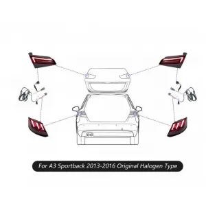 Tailights Set suitable for Audi A3 8V 2013-2019 Sportback Led Bar Red/Smoke-image-6322737