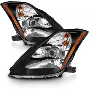 Headlights Set Suitable for Nissan 350Z 03-05 Projector Black H7/H1 Manual-image-6322927
