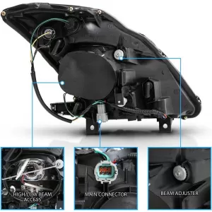 Headlights Set Suitable for Nissan 350Z 03-05 Projector Black H7/H1 Manual-image-6322932