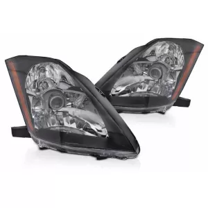 Headlights Set Suitable for Nissan 350Z 03-05 Projector Black H7/H1 Manual-image-6322934
