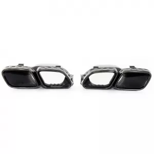 Exhaust Muffler Tips suitable for Mercedes-Benz E-Class W213 20-23 Facelift A Design Look Black 2 pcs-image-6324276