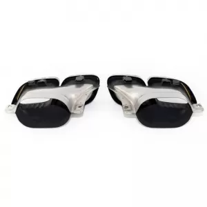 Exhaust Muffler Tips suitable for Mercedes-Benz E-Class W213 20-23 Facelift A Design Look Black 2 pcs-image-6324277