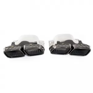 Exhaust Muffler Tips suitable for Mercedes-Benz E-Class W213 20-23 Facelift A Design Look Black 2 pcs-image-6324278