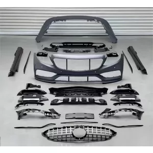 Body Kit suitable for Mercedes-Benz C-Class W205 14-20 Sedan A Design C63s Facelift Look With Grille & Exhaust Pipes Black Edition-image-6324555