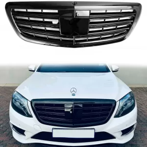 Front Grille suitable for Mercedes-Benz S-Class W222 13-20 A Design Look Night Edition Gloss Black 1 Pc-image-6324571