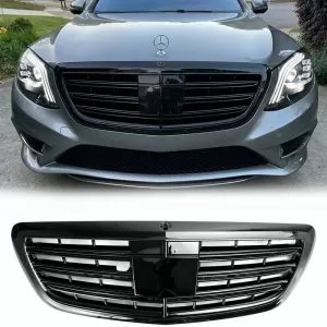 Front Grille suitable for Mercedes-Benz S-Class W222 13-20 A Design Look Night Edition Gloss Black 1 Pc-image-6324572