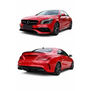 Body kit suitable for Mercedes-Benz CLA C117 W117 (2013-2018) Facelift A Design CLA45 Look Black Edition with Grille & Exhaust Tips Black-image-6324594