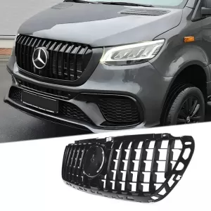 Front Grille suitable for Mercedes-Benz Sprinter W907 18-26 GT A Design Panamericana Look Black 1 Pc-image-6324758