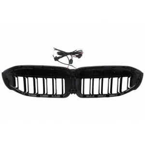 Front Grilles suitable for BMW 3 G20 / G21 19-22 M4 Look with LED Double Grille Glossy Black with 1 Pc-image-6325181