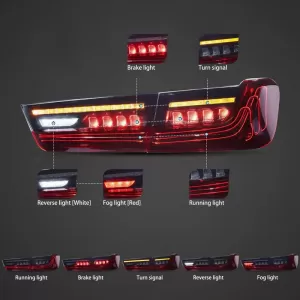 Tailights Set Suitable for BMW 3 G20 18-22 Sedan Laser Look Red/Smoke Vland-image-6325202