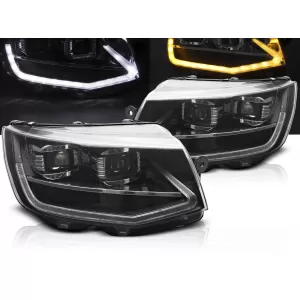LED HEADLIGHTS TUBE LIGHT BLACK DRL SEQ fits VW T6 15-19