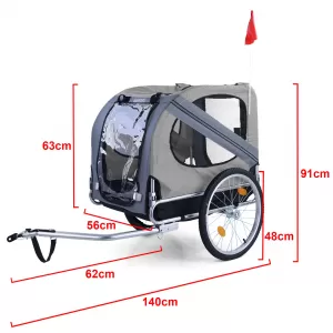 Bicycle trailer dog trailer foldable for pets up to 40kg grey-image-6326083