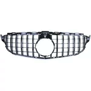 Sport grille glossy black fits for Mercedes C-Class W205 S205 2014-2018-image-6326123
